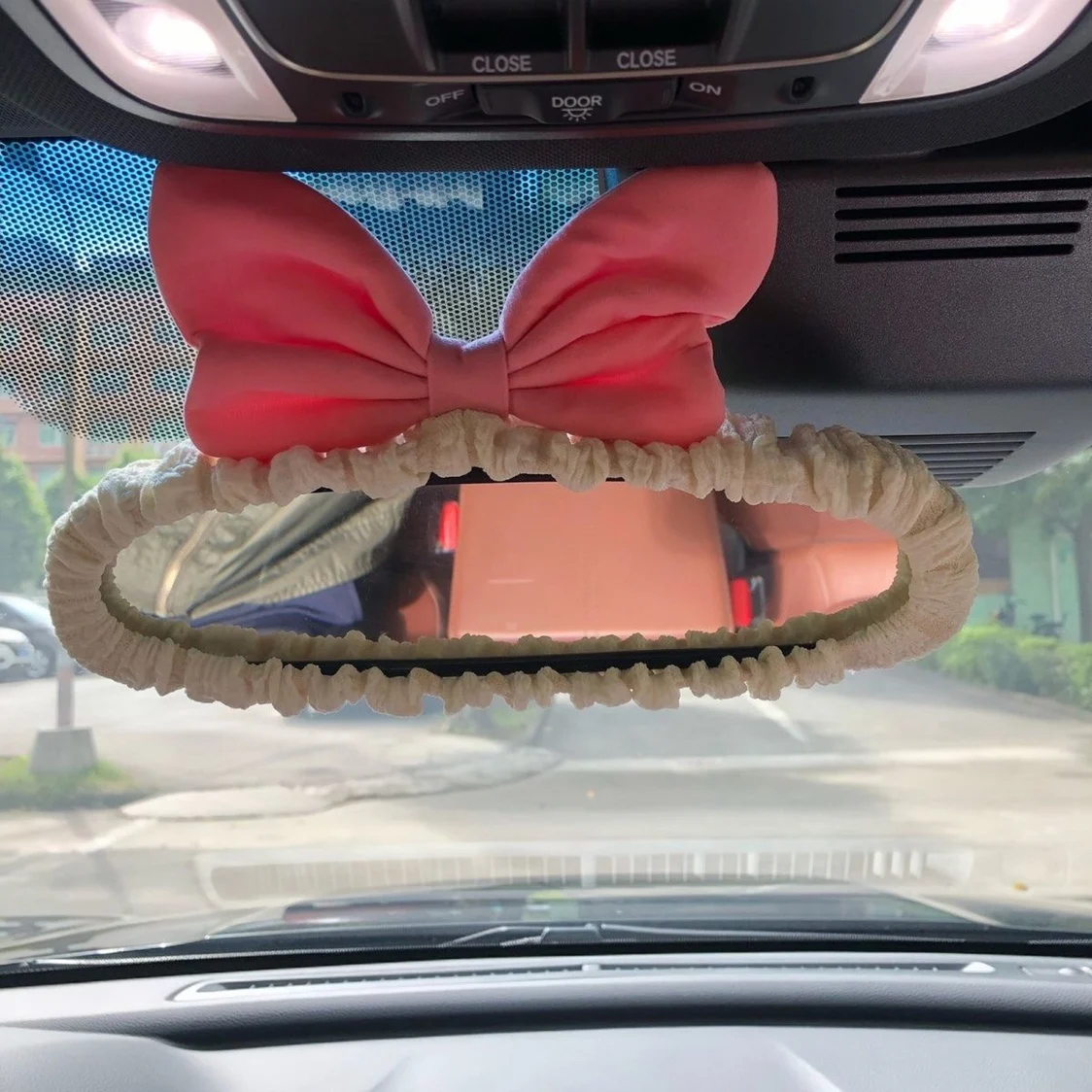 Velvet Retro Bow Car Mirror Cover Universal Stretch Soft Plush Auto Interior Rearview Mirror Case Decor Accessories Women carbon fiber mirror cover rearview mirror cover rearview mirror
