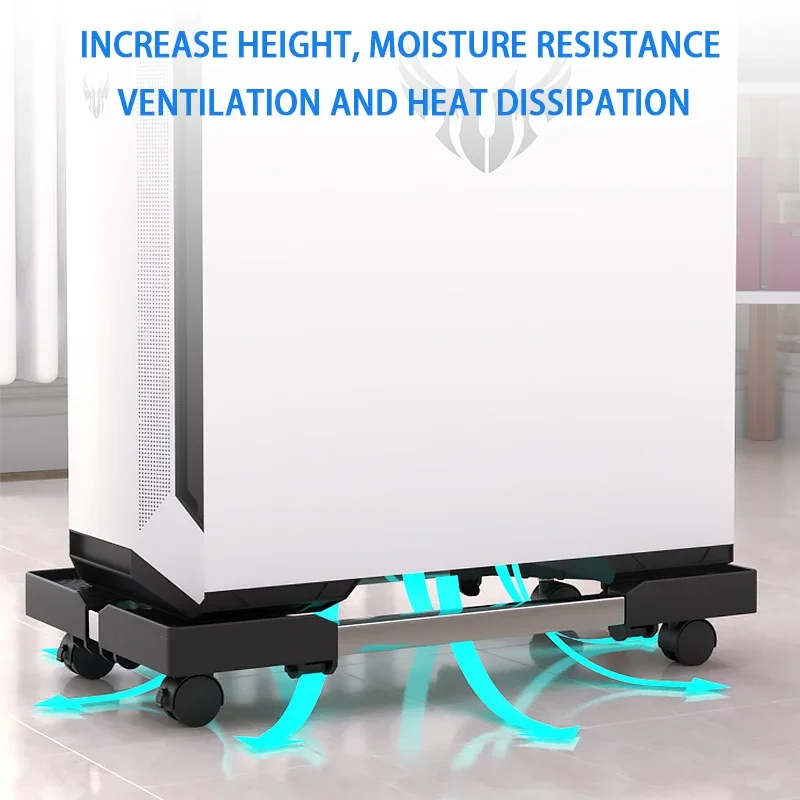 CPU Tower Stand Holder Adjustable Mobile With Rolling Caster Wheels For Most PC Accessories