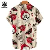 Summer Fashion Men's Short Sleeve Casual Printed Shirt Flowers Horror Skull Print Vacation Travel Oversized Top Size S-5XL 6