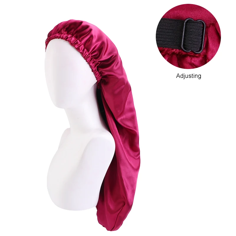

Long Satin Bonnet for Women Double Layer Hat Silky Curly Hair Care Night Sleep Cap Adjustable Salon Head Wraps Hair Accessories