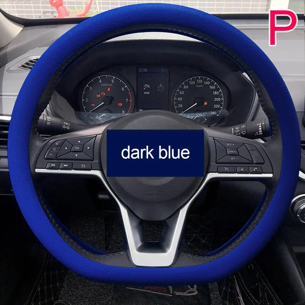 Universal Silicone Steering Wheel Cover - Soft, Textured, Multi-Color Car Accessory