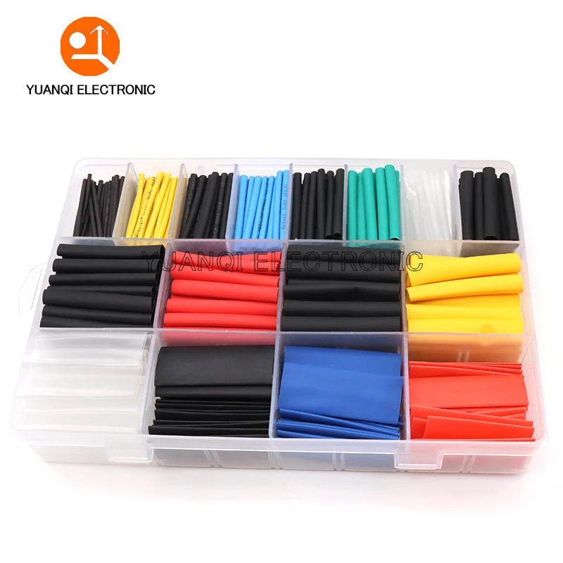 Polyolefin Shrinking Assorted Heat Shrink Tube Wire Cable Waterproof Insulated Sleeving Tubing Set 2:1 530pcs/580pcs/750pcs