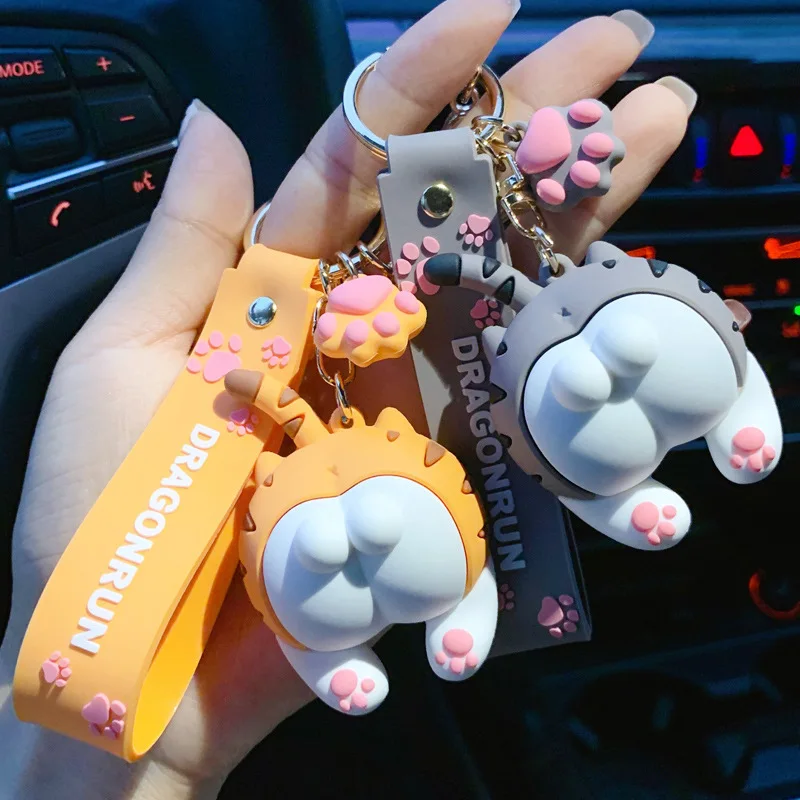 Lustige niedliche Corgi Hintern Schlüssel anhänger für Frauen kreative Katze Hintern Schlüssel ring Auto tasche Anhänger Mode hängende Ornamente