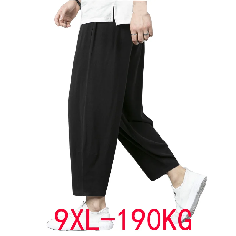 

190KG Summer Autumn Pants Men 5XL 6XL 7XL 8XL 9XL Waist 170cm Plus Size Cotton Large Size Loose Trousers Men 5 Colors