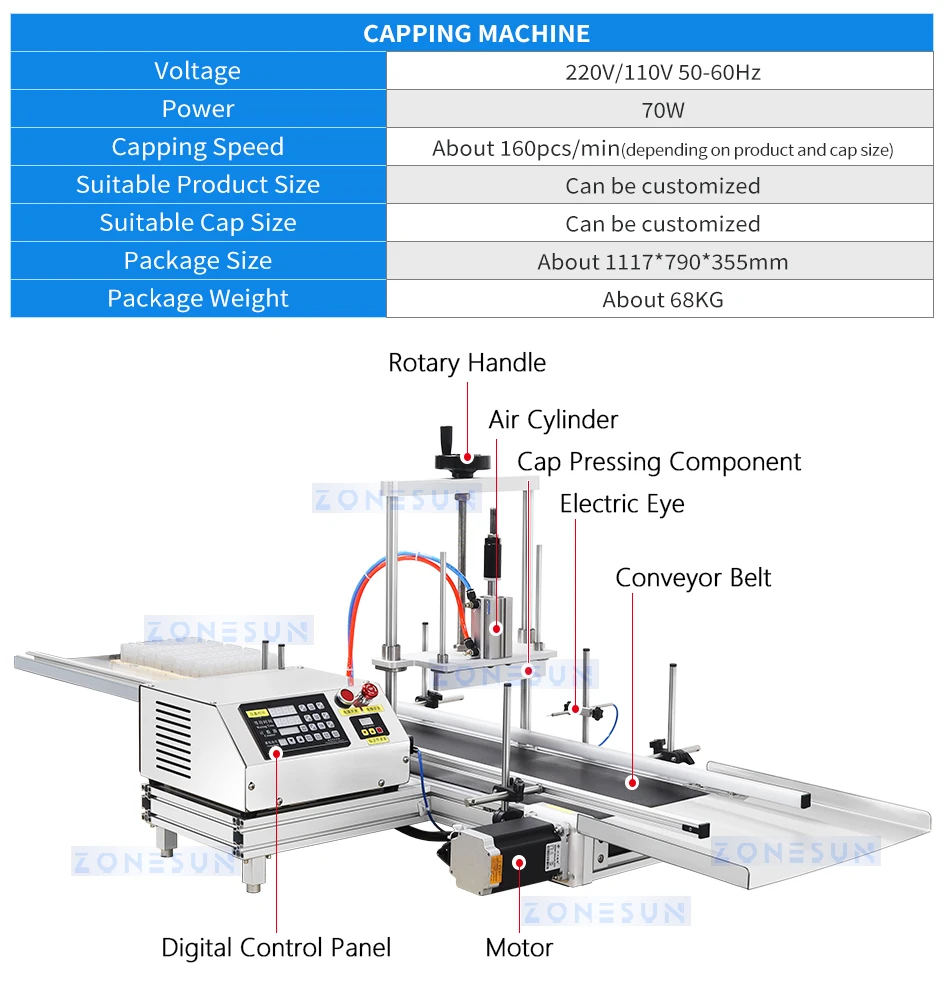 ZONESUN ZS-FYG01 Automatic 10 Diving Nozzles Peristaltic Pump Liquid Filling Capping Machine