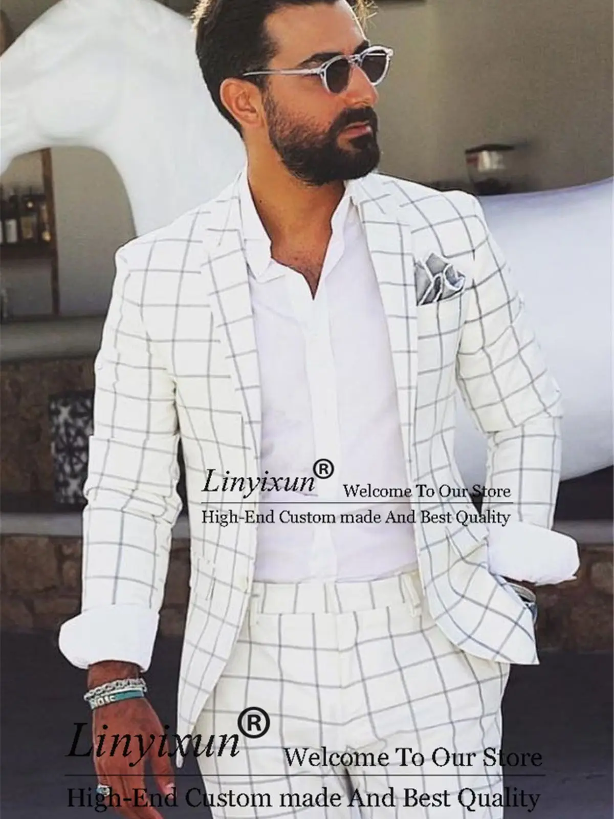 

Деловой бежевый облегающий мужской костюм с пиковым отворотом, повседневные Свадебные смокинги для жениха, комплект из 3 предметов, деловой мужской стиль