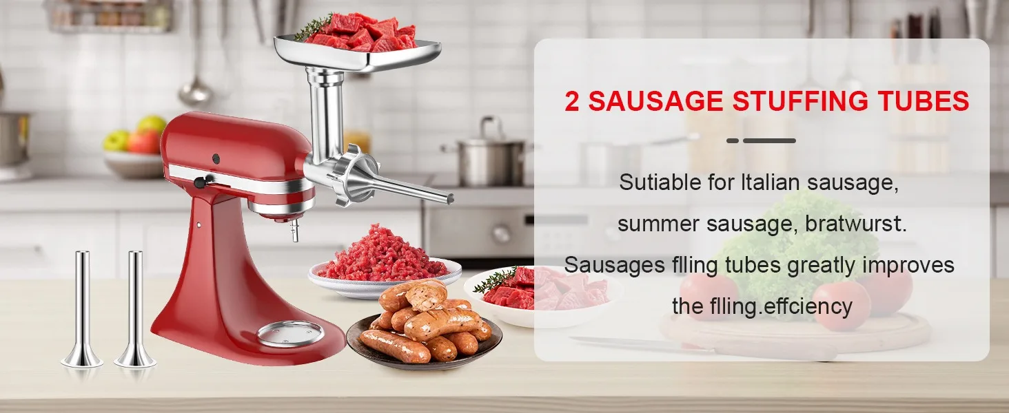 Description Picture 5 of itemMetal Food Grinder Attachments for all KitchenAid chef and Cuisinart Stand Mixers SM-50 Series Meat Grinders Sausage Stuff