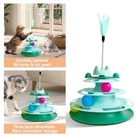 Interactive Cat Toy Tower Kitten Turntable Track Roller Balls Toys With Feather Pets Training Supplies Toy For Cat Tower 4