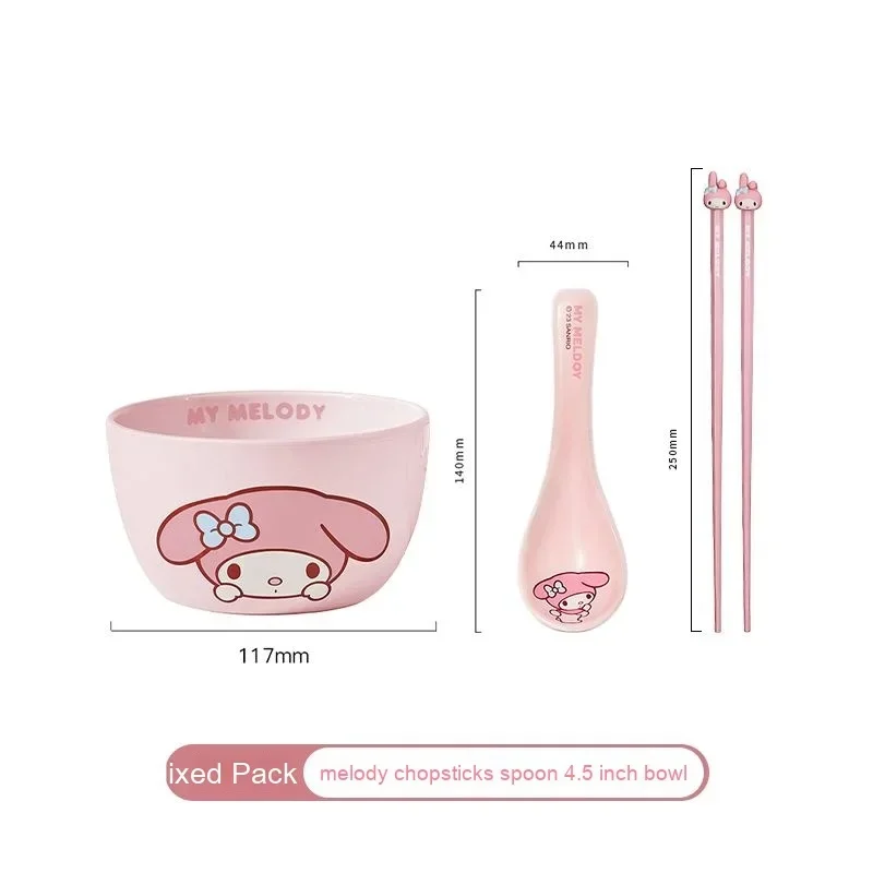 thumbnail image 1 of Sanrio Tableware Cinnamoroll Bowl Spoon Plate Cartoon Kawaii Ceramic Tableware Kitchen Utensil Food Storage Set Household Gifts, 1 of 5