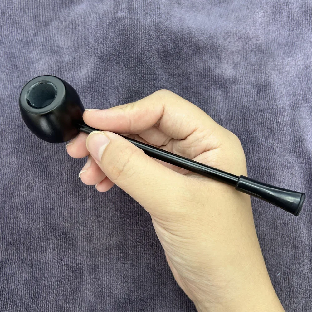 1pcs Black Wood Pipe Solid Wooden Tobacco Smoking Pipe Smoke Aceessories