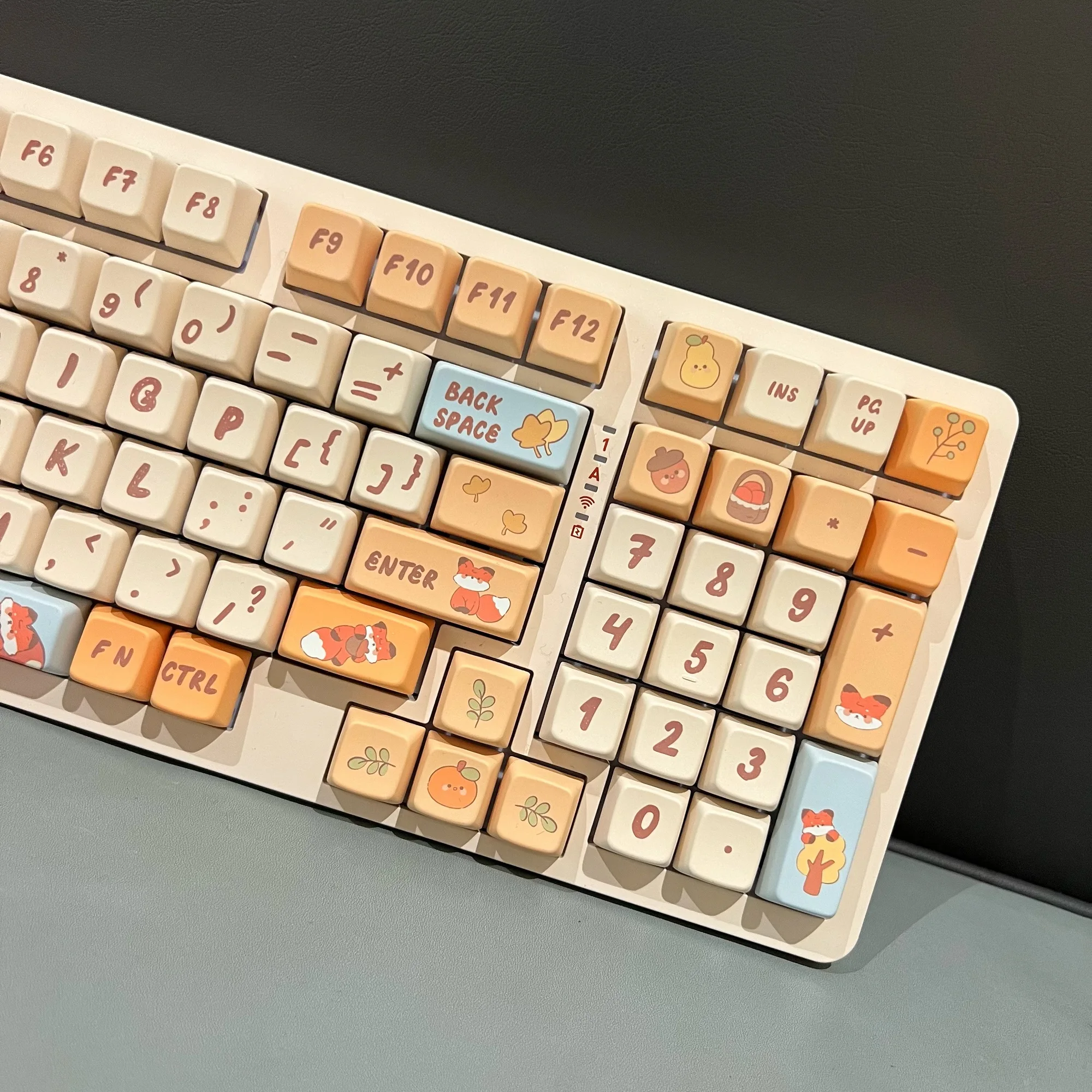 Desenhos Animados Fox Keycap para Teclado Mecânico Cogumelo Bege Altamente Alaranjado Pequeno Animal Pbt Bonito Faça Você Mesmo Keycap 142 Teclas Kca Mda - Imagem 2