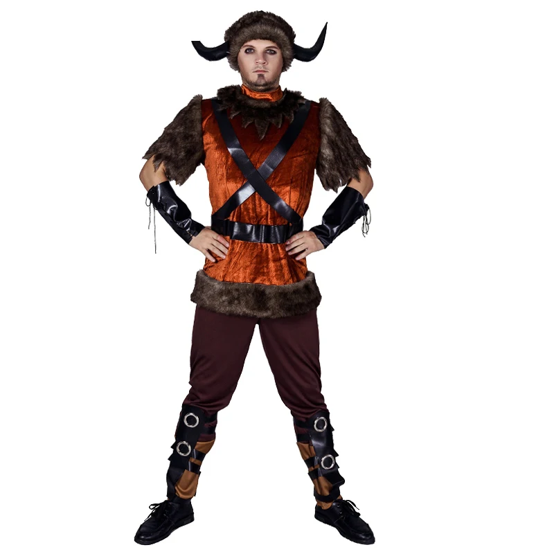 

Men Viking Pirate Costume Adult Men Viking Halloween Cosplay Costume Fancy Outfit Warrior Suit With Hat