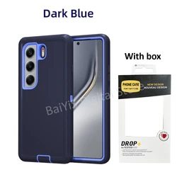 Rugged 3 - Layer Protection Armor Case with Hybrid Defender Cover and Box for Tecno Camon 40 Pro 4G (NAVYBlue)