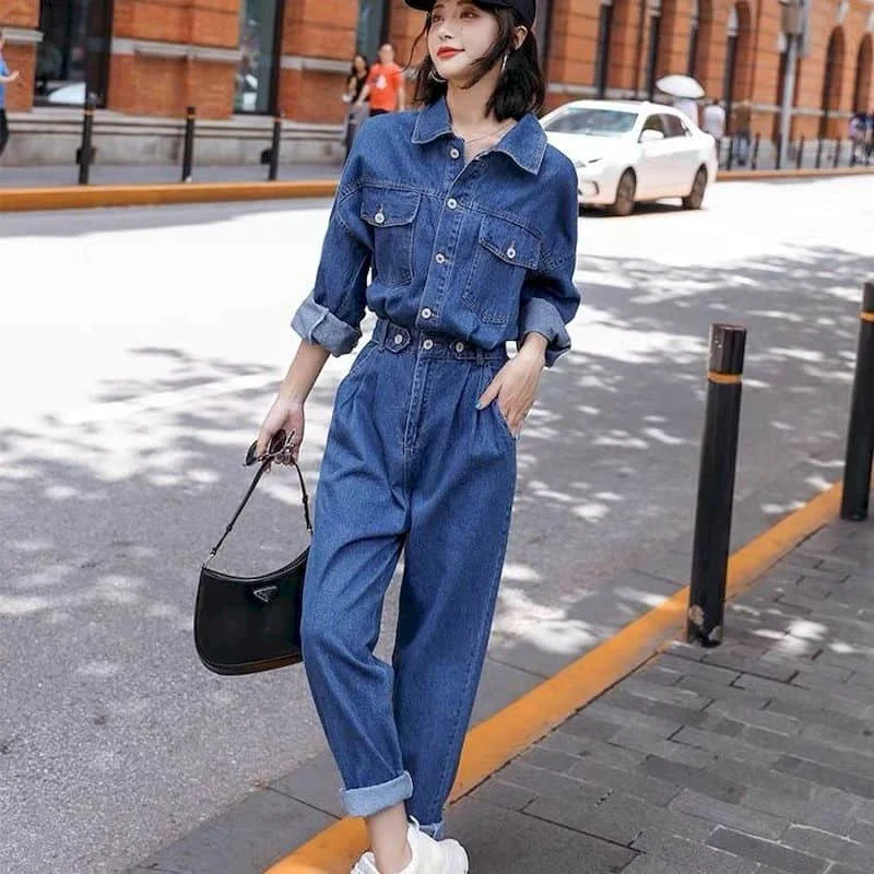 Denim Jumpsuit Women Korean Style Oversized High Waist Casual One Piece  Outfit Women Playsuit Vintage Pants Overalls for Women