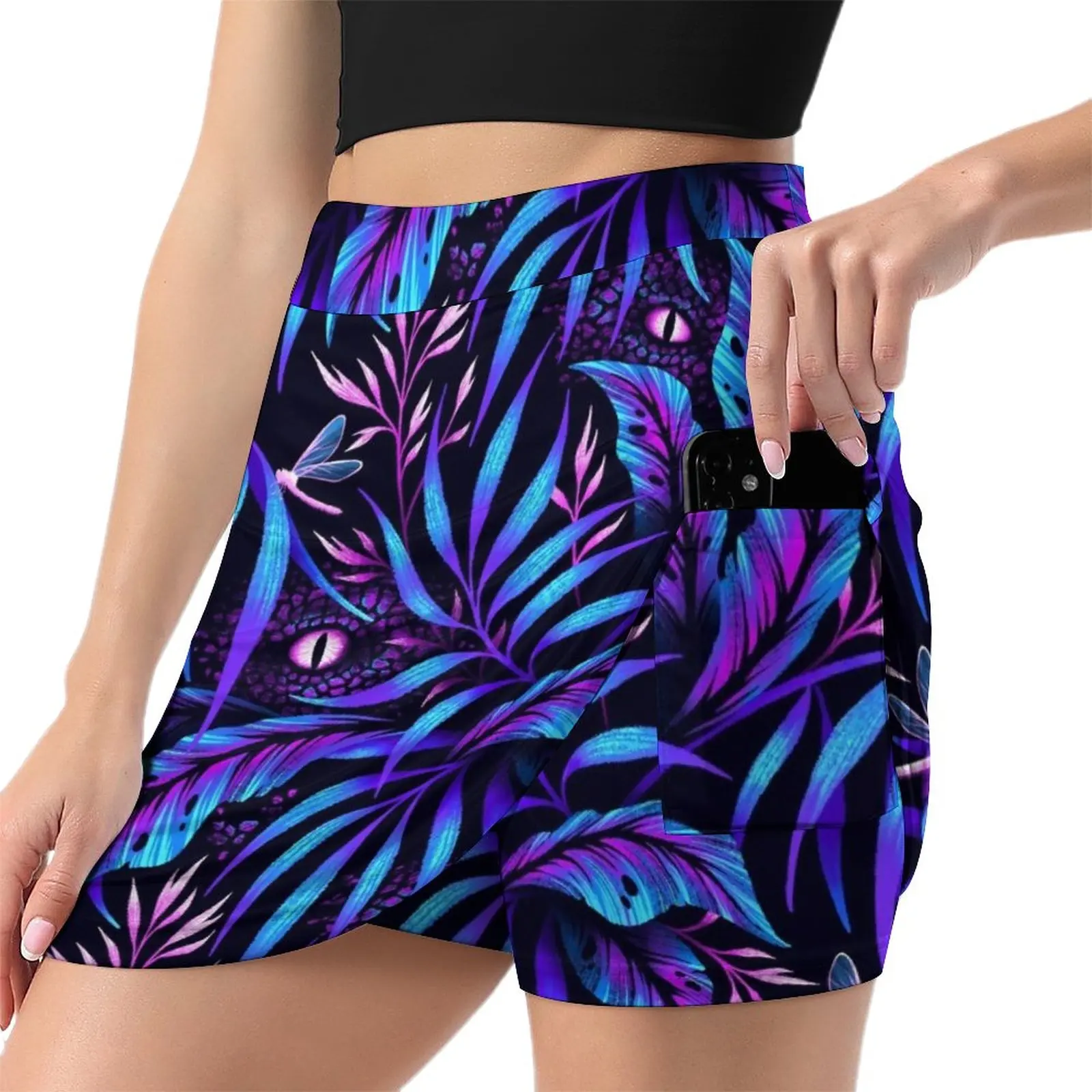 Jurassic Jungle - Blue Pink Light Proof Trouser Skirt skirts for womens 2023 Female clothing
