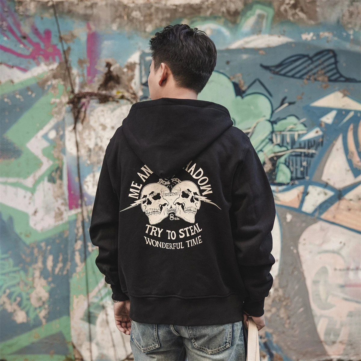 Red Tornado 650g Heavyweight Zip Up Hoodie Relaxed Fit Men's