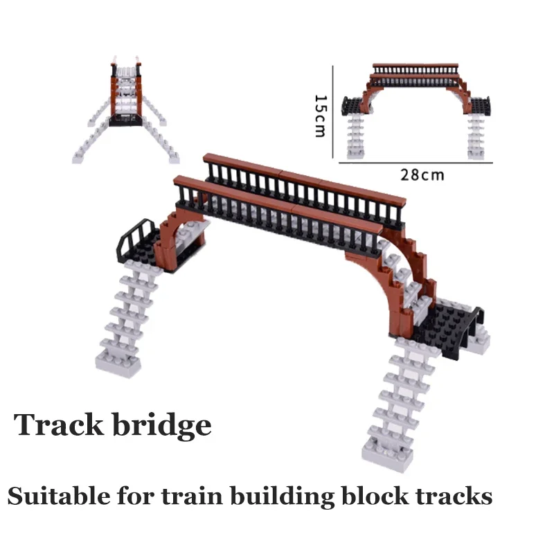 City Train Railway Building Blocks Set - Tracks, Station, and Buffer Stop Bricks Collection