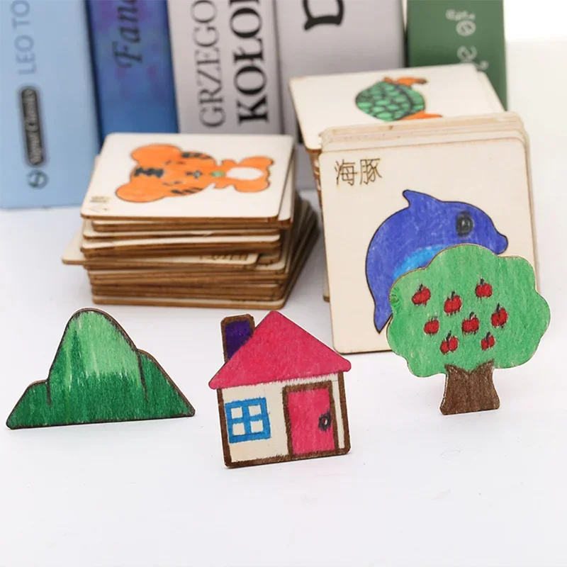 Wooden DIY Painting Stencils Template Craft Toys for Kids