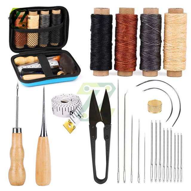 1Set Leather Craft Tool Repair Kit Leather Hand Sewing Needles Thread  Stitching Leather Craft Sewing Supplies