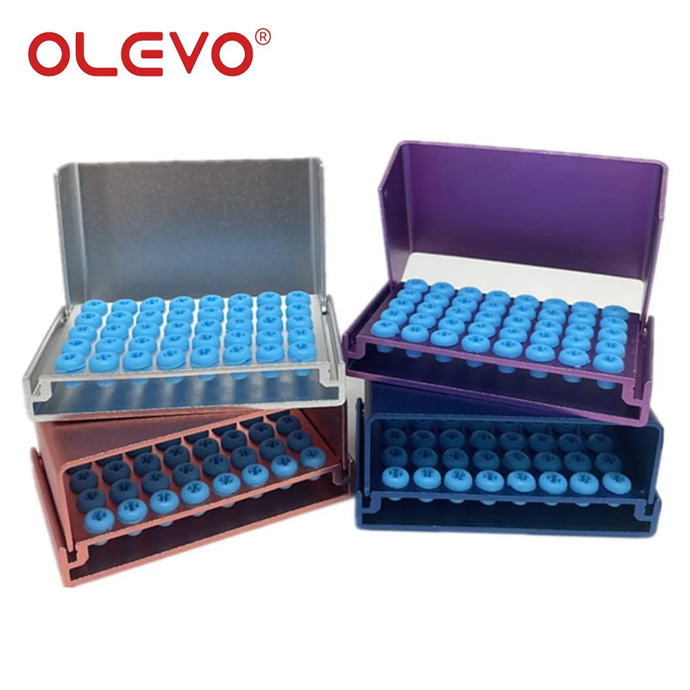 Aluminum Dental Bur Holder Organizer - Autoclavable 40-Slot Disinfection Case