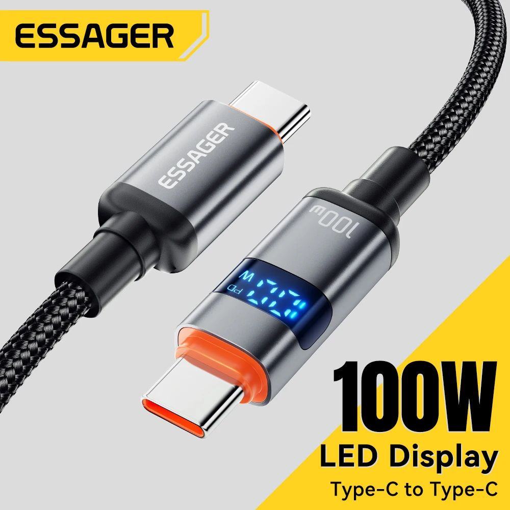 Essager affichage numérique USB Type C vers USB C câble pour Huawei mate60 100W charge rapide chargeur cordon pour Macbook pro Xiaomi
