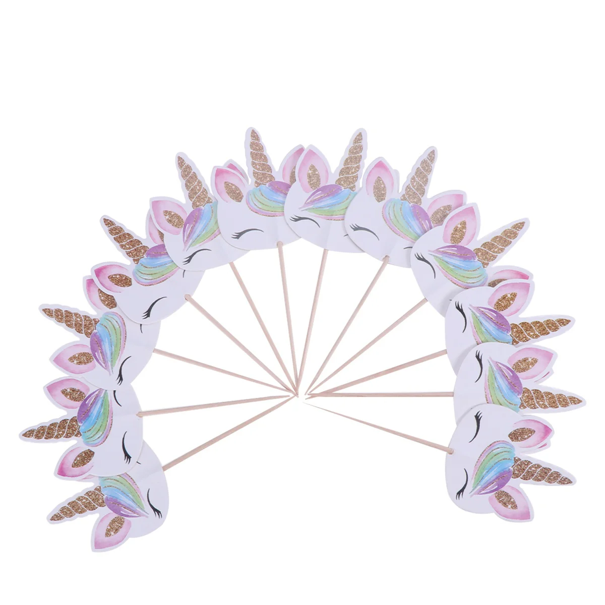 

48 Pcs Cake Topper Unicorn Cupcake Picks Flags Gifts Princess Wooden Baby Boy Fruit Cakes