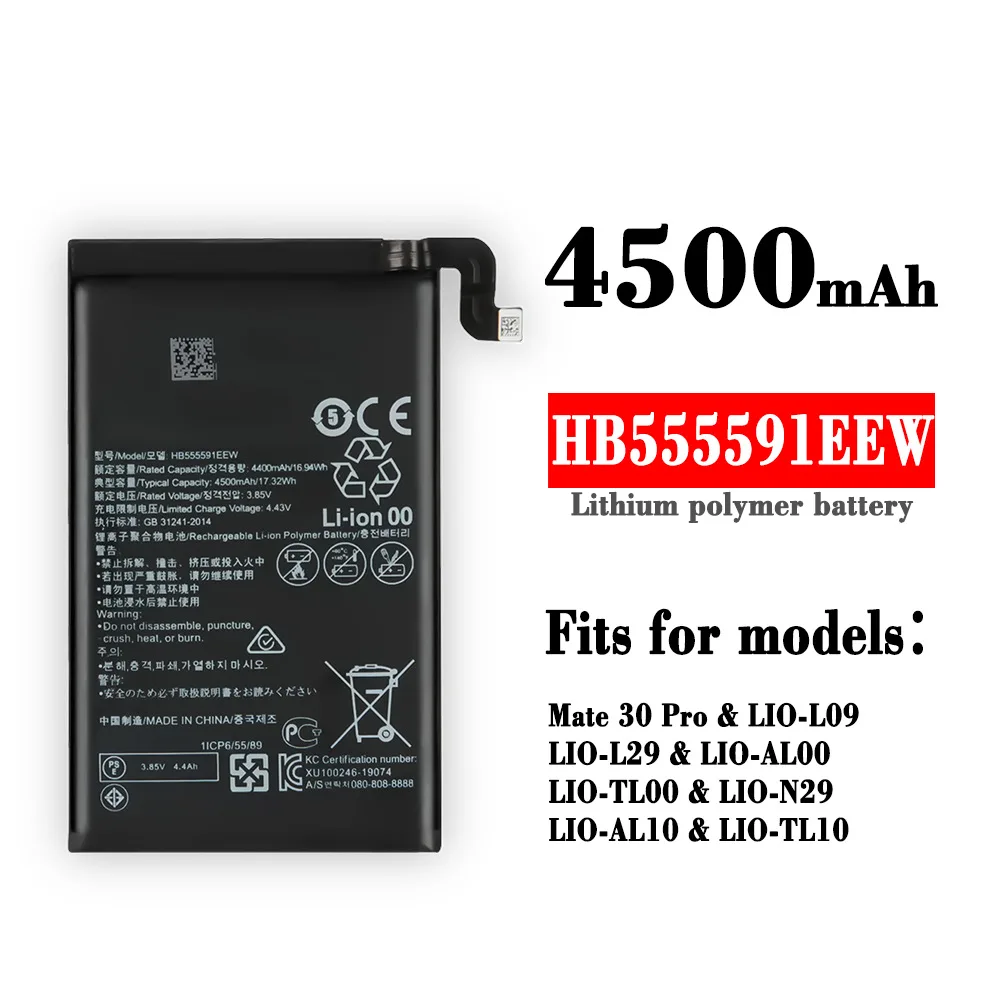 

100% Orginal HUAWEI HB555591EEW 4500mAh Battery For Huawei Mate30 Pro 5G / Mate 30 pro 5G / Mate30Pro 5G Batteries + Free Tools