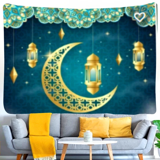Decoración de pared colgante de Festival de Ramadán, decoración de Eid  islámica, tapiz de pared de
