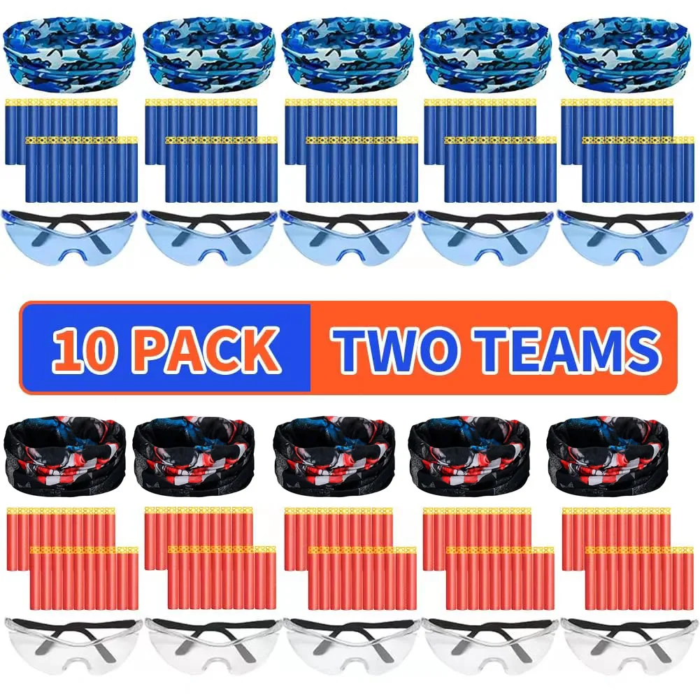 Аксессуары для Nerf 10, детская упаковка, Ранняя вечеринка для мальчиков, искусственное оружие, военные украшения, маска для лица, тактические очки, 200 пуль