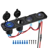 4 in 1 Charger Outlet Socket Panel QC 3.0 Dua 12V USB Power Outlet Car Voltmeter Cigarette Lighter Socket Rocker Toggle Switch 1