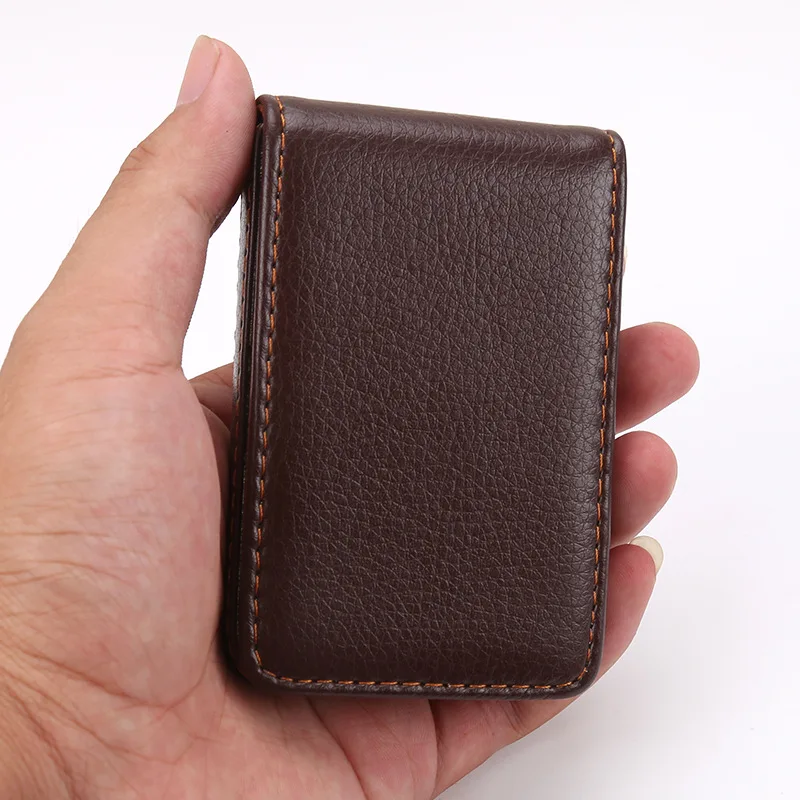 Vertical PU Leather Business Card Holder with Magnetic Closure