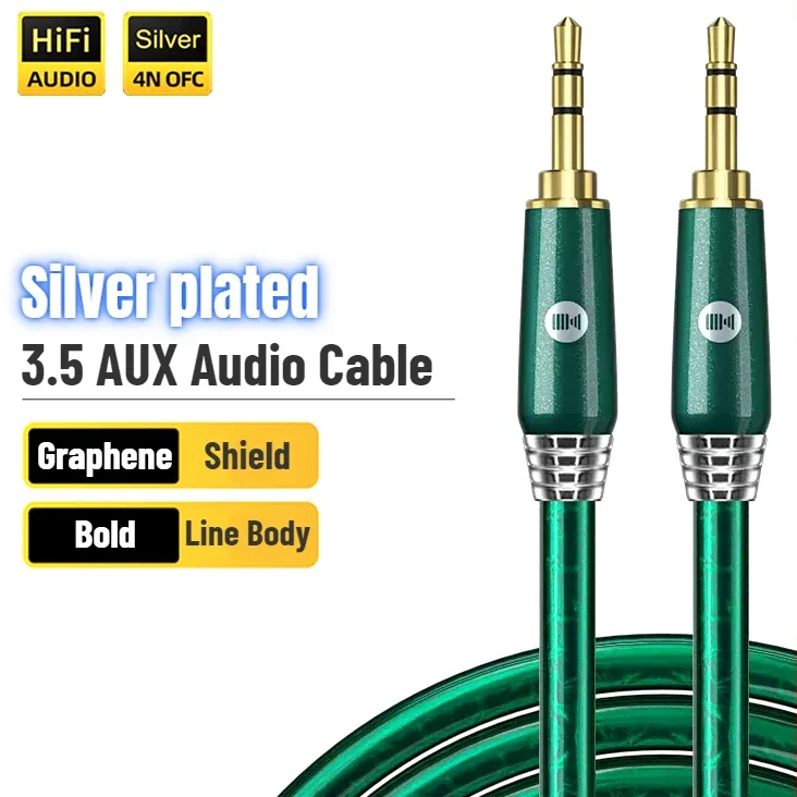 

HIFI Silver Plated 3.5mm AUX Audio Cable Male To Male Cellphone Computer Speaker Dedicated Amplifier Car Headphone Cables