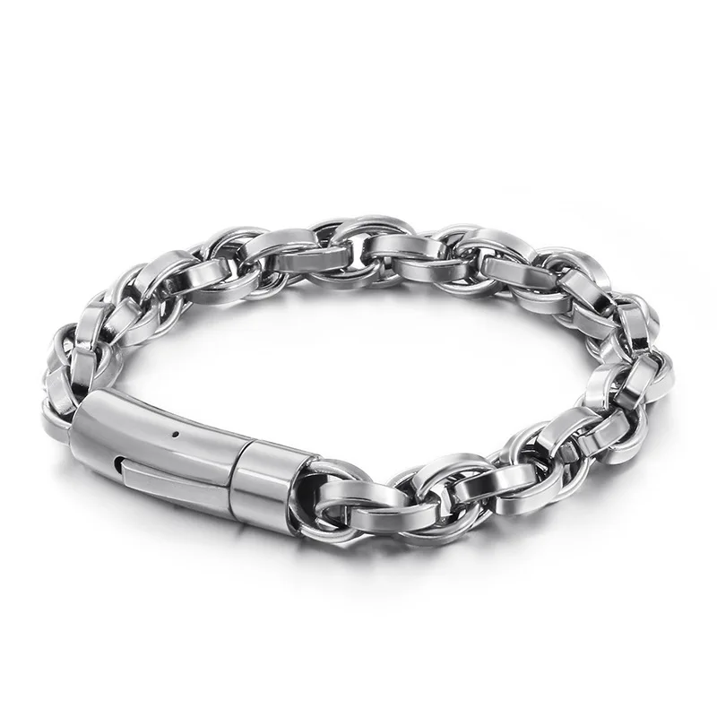 

Fashion Male Silver Gold Stainless Steel Twist Popcorn Chain Bracelets Jewelry For Men