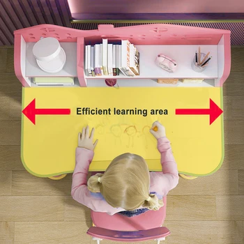 Kids Desk and Chair Set Height Adjustable, Ergonomic Children School Writing Study Table Desktop with Drawers Workstation 2
