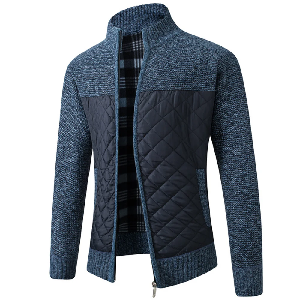 2023 Autumn Winter New Mens Jacket Slim Fit Stand Collar Zipper Jacket Men Solid Thick Warm Jacket Men Sweater