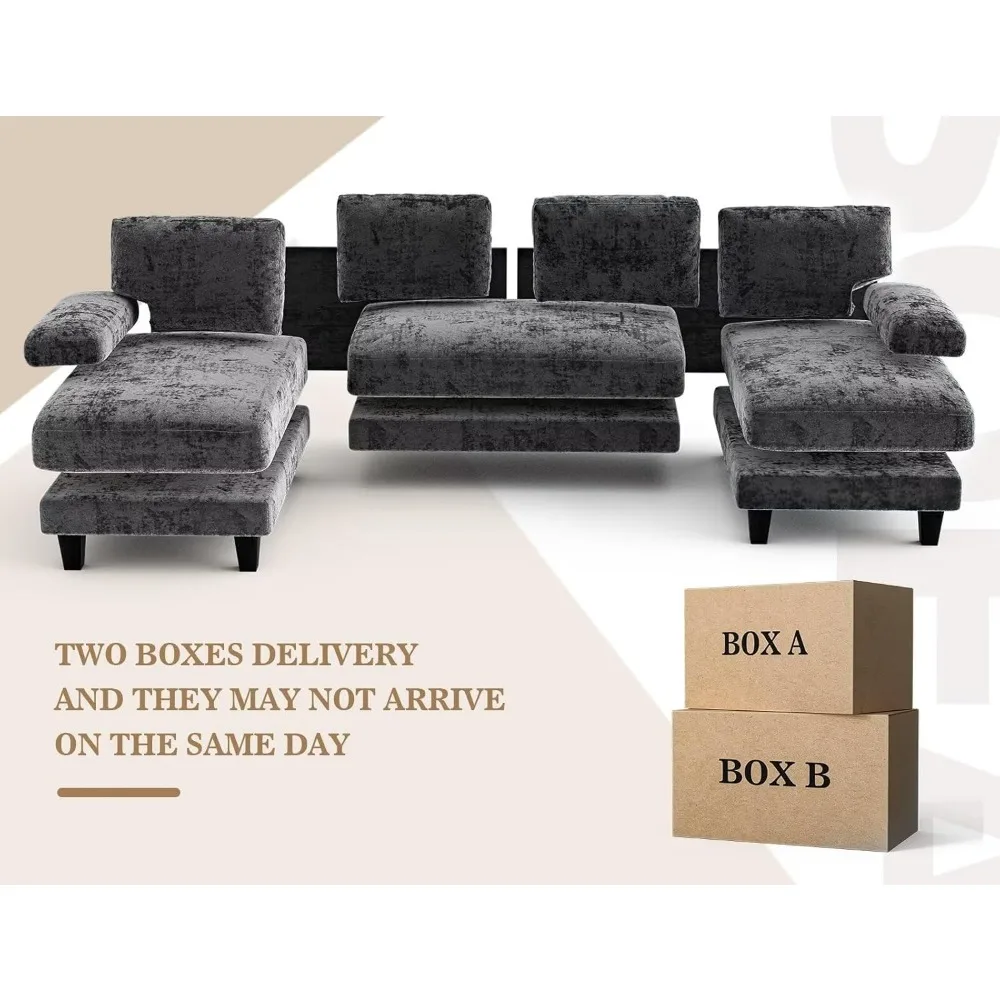 U-Shaped Modular Sofa with Double Chaise 6