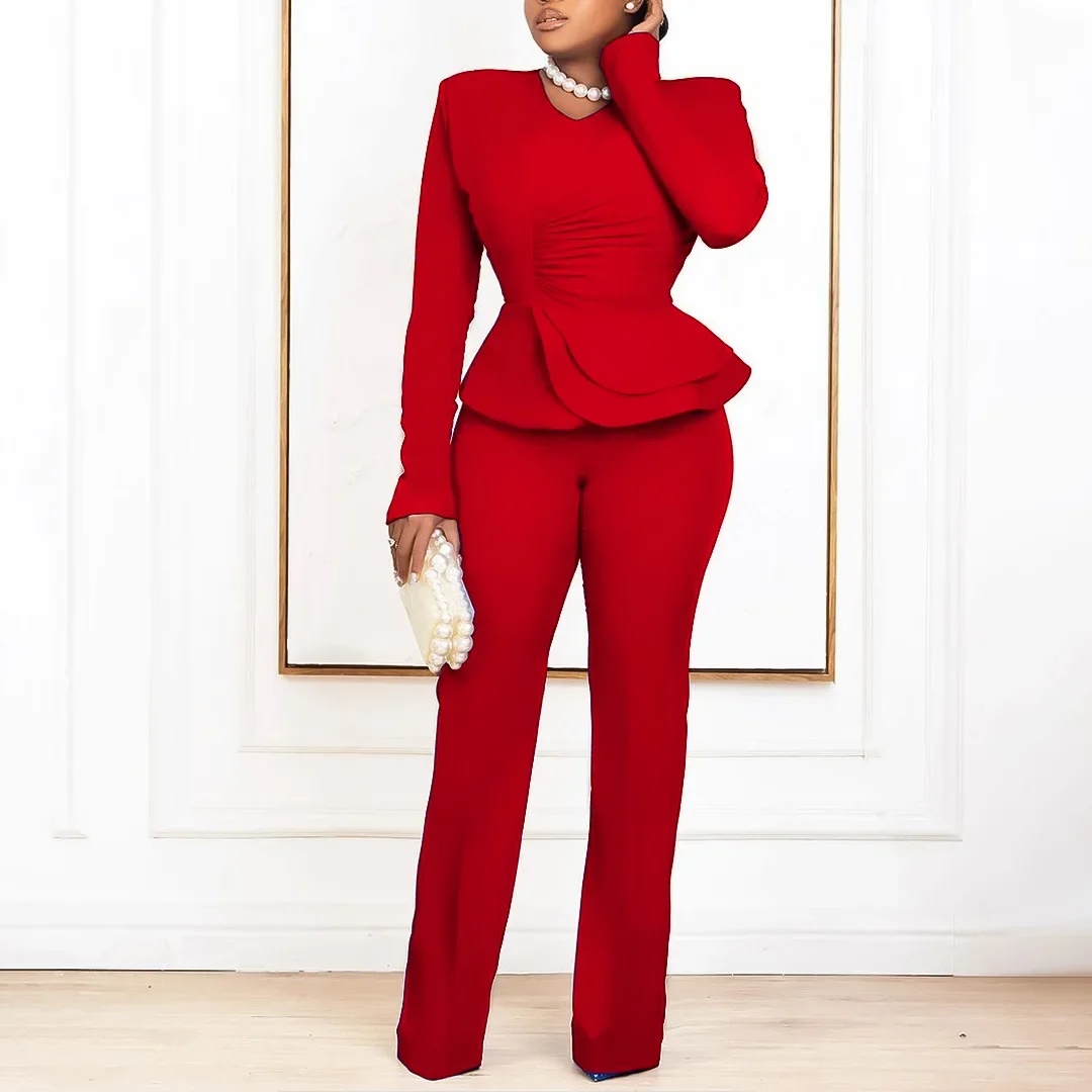 Ladies Elegant Ruched Off Shoulder Two Piece Set