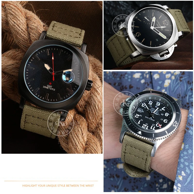 Cinturino in tela bifacciale impermeabile di alta qualità da 24mm