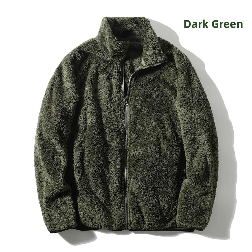 Exquisite Coral Fce Zipper Collar Open Cardigan Sweatirt Jaet Ultra Value Autumn Winter Warm Long Sve ort Sle