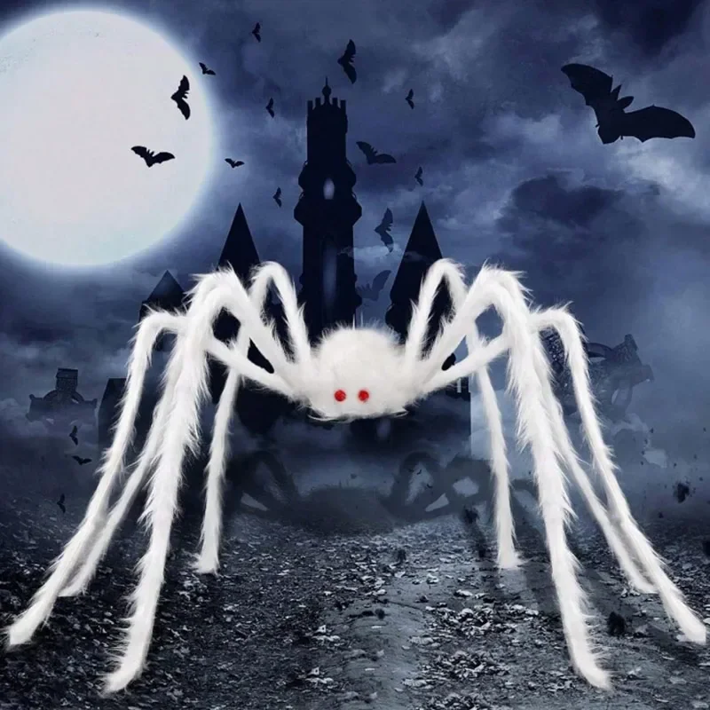 Halloween gruselige künstliche Plüschspinne, schwarze Riesenspinne, Hausbar, Spukhausszene, Ornamente, Requisiten, Urlaub, Outdoor-Dekorationen – Detail 2