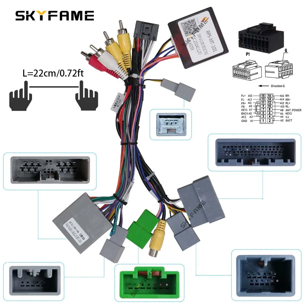 SKYFAME 16Pin Car Wiring Harness Adapter Canbus Box Decoder Car Wire Cable Adapter Automobile Connector For Mitsubishi Pajero V97 V73 V60 ASX Outlander Lancer RP5-MT-101