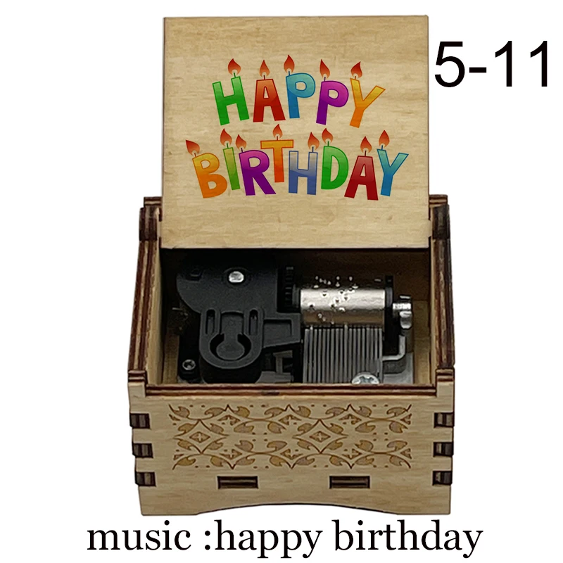 creative color print Music Box music happy birthday mechanical Musical Box Decorative Boxes kids wife girlfriend Birthday Gift 6