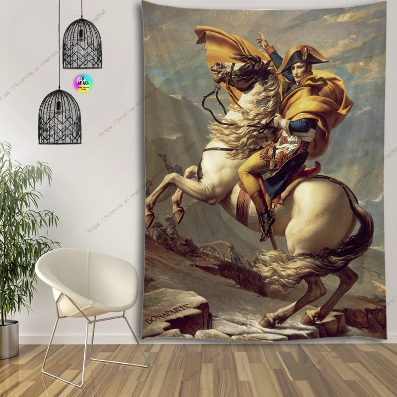 HD Napoleon oil painting Tapestry Bohemian Aesthetic Wall Hanging French famous painting Tapestries Bedroom Boho Home Decor tapestry decor
