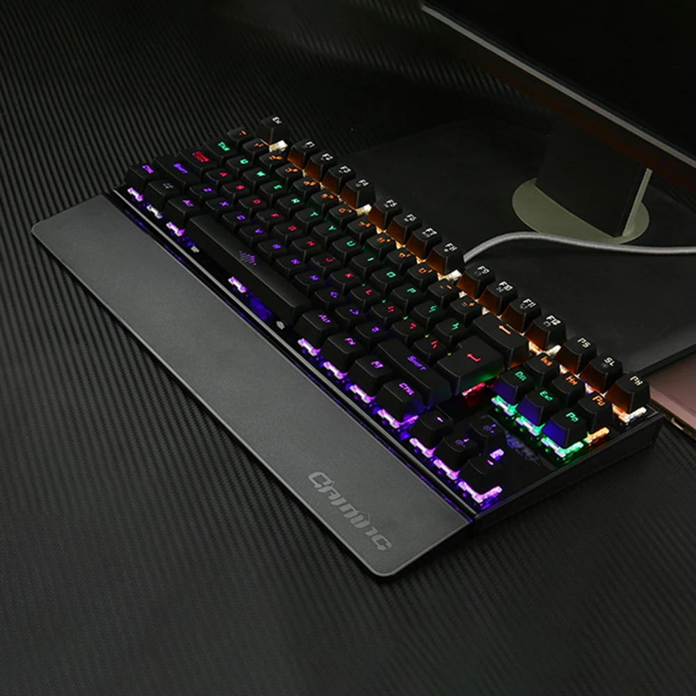 Newrys K2 87 Keys Universal Wired RGB Backlight Mechanical Keyboard Computer Accessory，Quiet Ergonomic Water-Resistant Mechanical Feeling Keyboard,fo