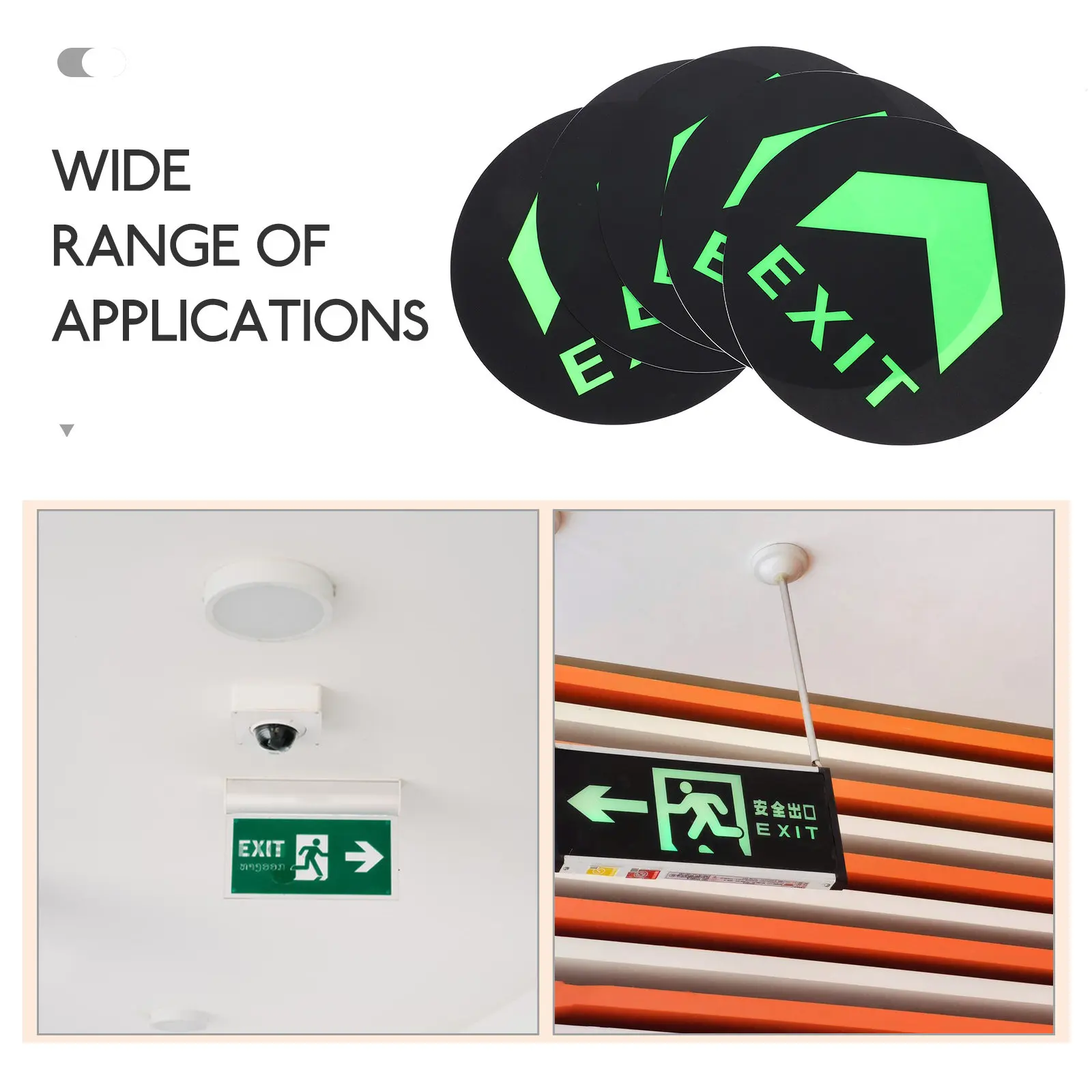 5Pcs 나이트 글로우 출구 표시 스티커 비즈니스 학교 병원 화재 안전 규정 준수를 위한 접착 방향 표시기 바닥 가이드