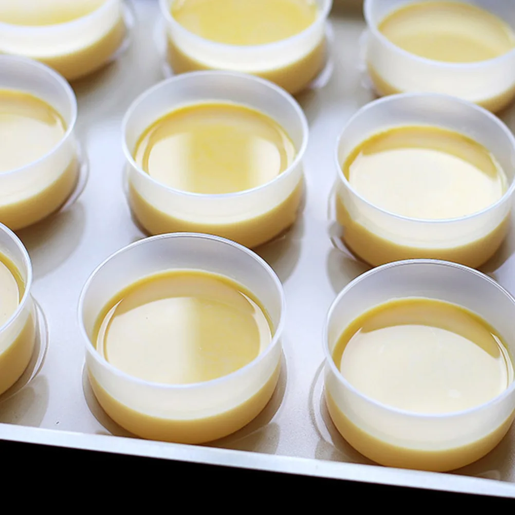 50Sets Baking Pudding Cup Japanese Pudding beaker with Lid Transparent Dessert Containers Cup High Temperature Resistant