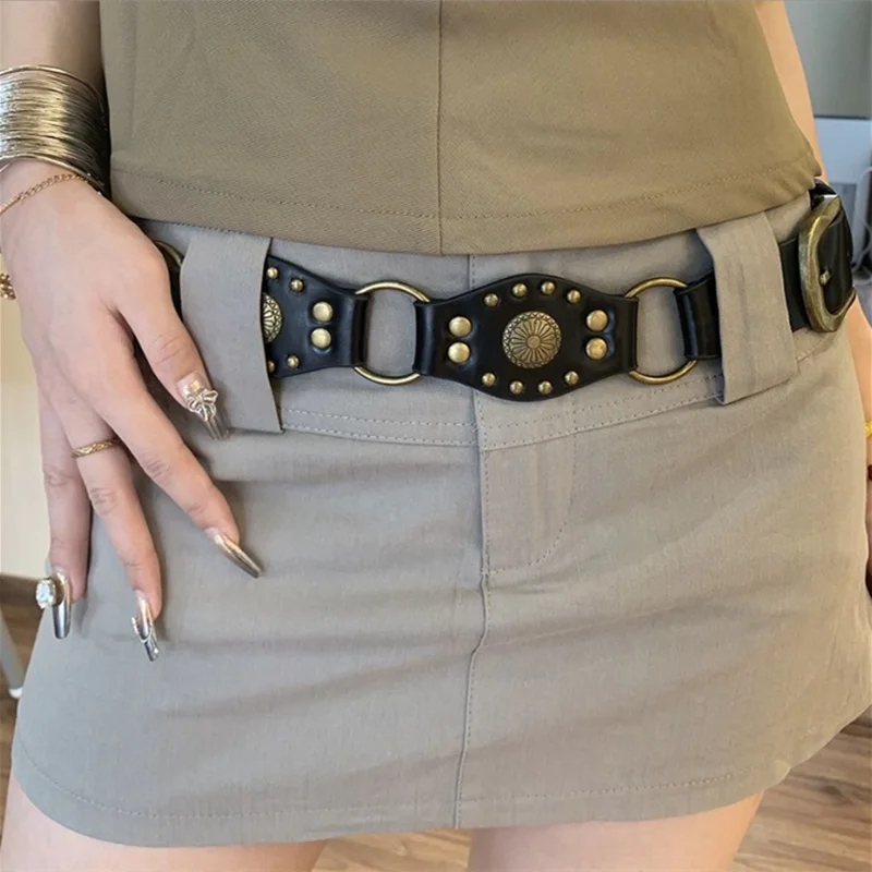 Women's Western Denim Belt High Quality Metal Hollow Ladies