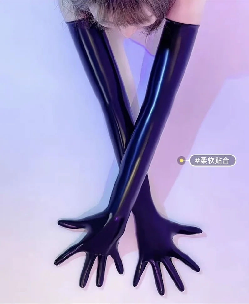 Cosplay Gloves Latex Gloves 1 pairs Long Malaysian latex kigurumi five finger sexy fit Zentai party outfit long gloves costume for men and women