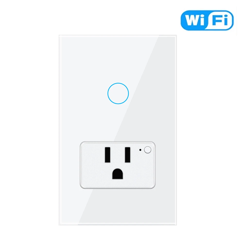 Description Picture 2 of itemTuya WiFi Smart Light Switch Mexico US Wall Socket With American Plug Outlet Glass Panel Smart life Support Alexa Google Home