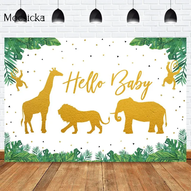 Mocsicka CUSTOM Rainforest Animals Wild One Backdrops Children Happy Birthday Party Photography Background Cake Table Banner 13